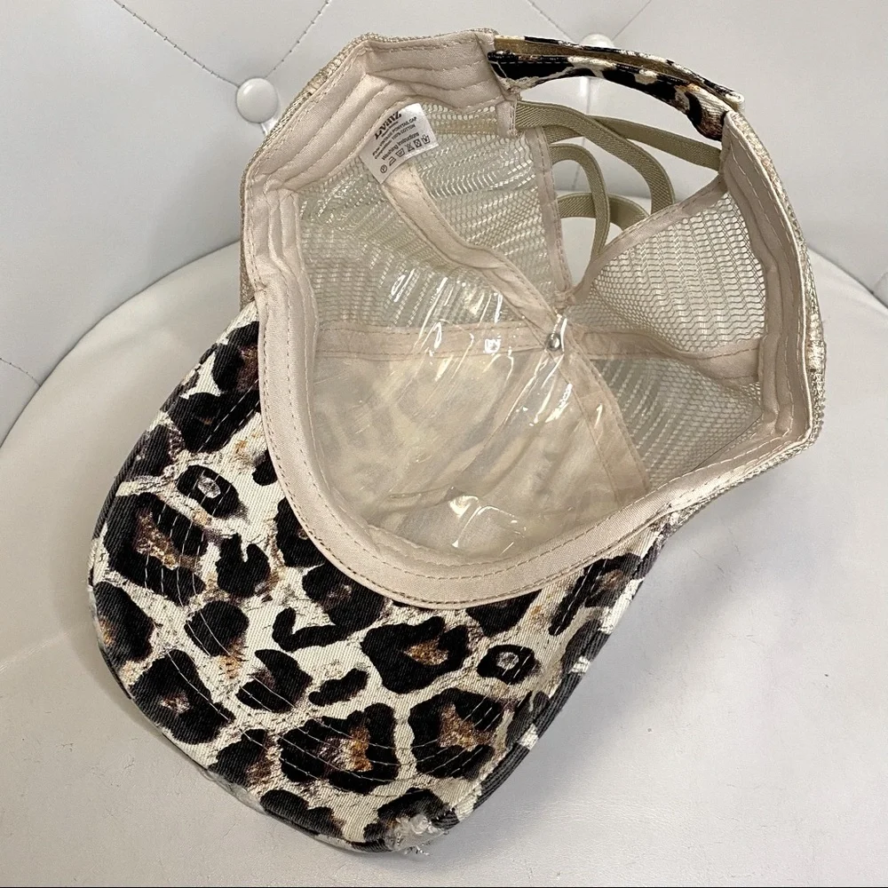 NWOT Leopard Mesh Baseball Cap/Hat Strappy Back